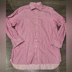 Thomas Pink Prestige Pink & White Button Down Shirt Size 17-1/2 - 37
